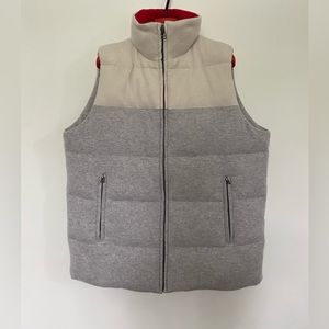 New Mens 100% cashmere gray beige Cody zip-up down puffer vest jacket silk XL